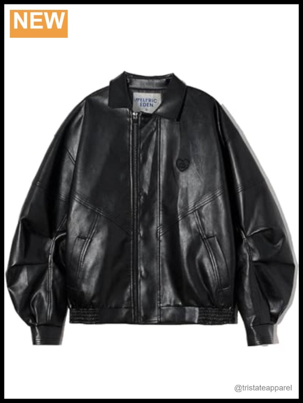 Faux Leather Moto Bomber Jacket Oversized Y2K Streetwear with Pockets